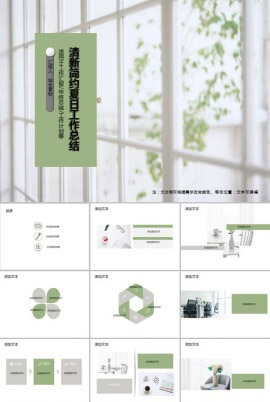 清新简约夏日工作总结PPT模板
