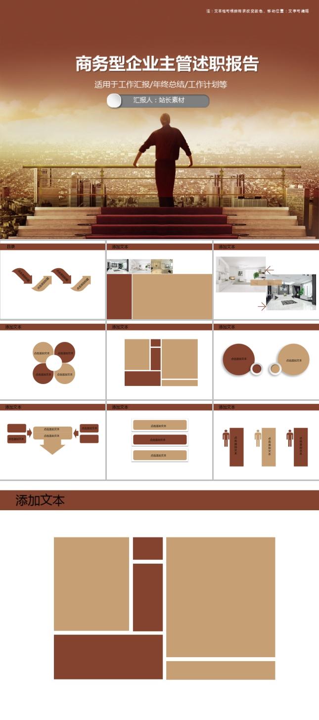 商务型企业主管述职报告PPT模板