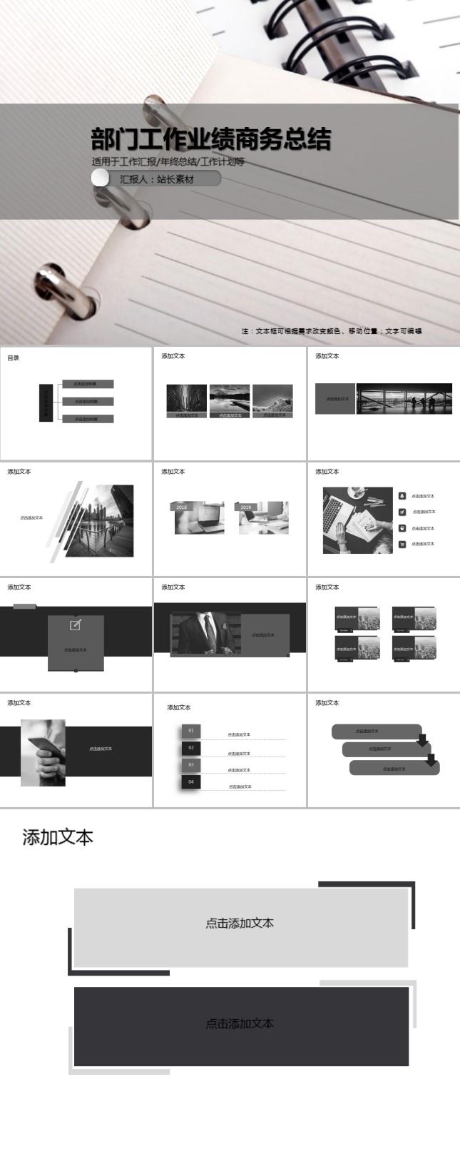 部门工作业绩商务总结PPT模板