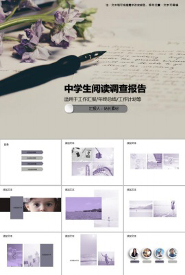 中学生阅读调查报告PPT模板