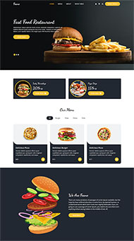薯条汉堡西餐美食网站模板
