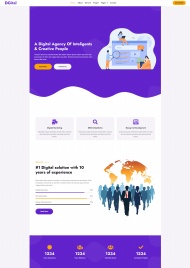 紫色简洁数字营销机构HTML5模板
