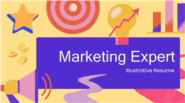 创意插画风营销达人个人求职简历ppt模板
