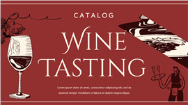 复古手绘插画风红酒品鉴会策划方案ppt模板