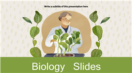 复古手绘水彩风生物学课件ppt模板