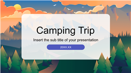 扁平插画风户外旅行徒步攻略ppt模板