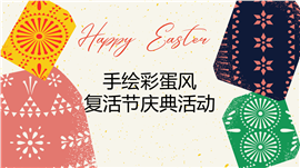 复古手绘彩蛋风复活节庆典活动ppt模板