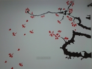 墙绘红色花朵图片