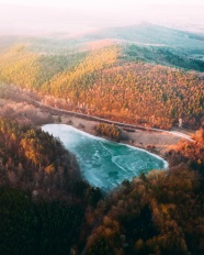 树林湖泊风景图片