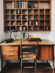 实木书柜书桌组合图片