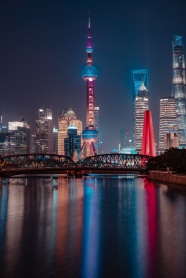 江滨城市夜景图片