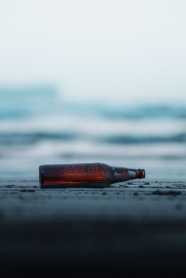 海滩空酒瓶摄影图片