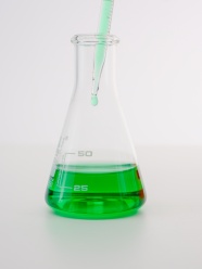 锥形瓶中的绿色液体图片