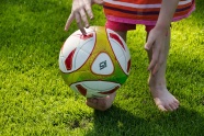 草地上打足球图片