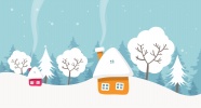 冬季雪地雪屋卡通图片