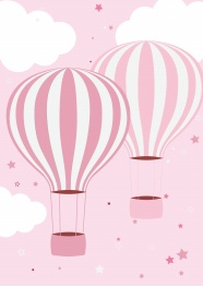 粉色热气球卡通图片
