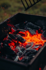 木炭烤火燃烧图片