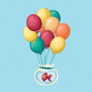 彩色手绘气球鱼缸图片