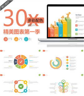 30页多彩配色精美PPT图表