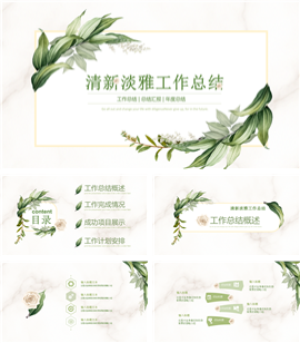 清新淡雅简约工作总结PPT模板
