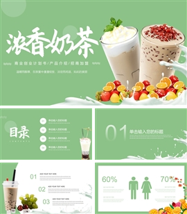 浓香奶茶店创业商业计划招商PPT模板