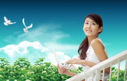 阳光甜美女孩PSD素材
