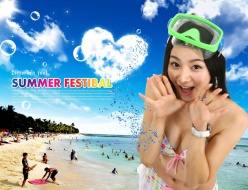 夏季沙滩性感美女PSD素材