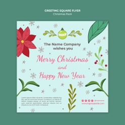 正方形英文圣诞节卡片PSD模板