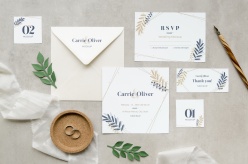 婚礼文艺简约卡片PSD模板