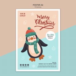 圣诞节快乐PSD卡通海报