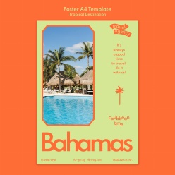 巴哈马旅游垂直海报模板