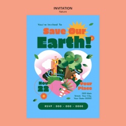 拯救地球卡通环保海报