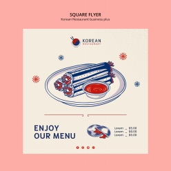 韩国餐厅美食传单模板