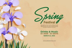 春季立体花卉海报模板设计