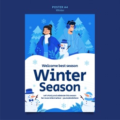 冬季人物插画广告海报设计