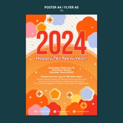 2024新年海报模板设计PS