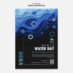 世界水日创意立体效果海报设计