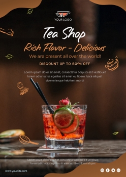 饮料店单品茶饮料宣传招贴设计