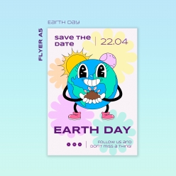 世界地球日创意卡通地球海报PSD