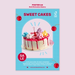 甜品蛋糕店促销招贴海报PSD模板