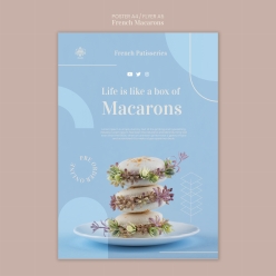 美味法式马卡龙美食海报PSD模板
