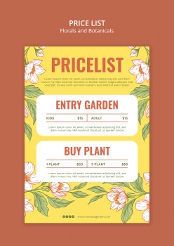 花卉植物价目表清单ps设计