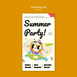 夏日派对竖版广告模板PSD素材