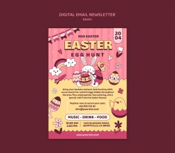 复活节卡通插画风格活动传单排版设计