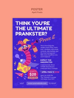 紫色风格愚人节海报PSD模板设计