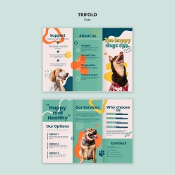 宠物店宣传三折页正反面模板