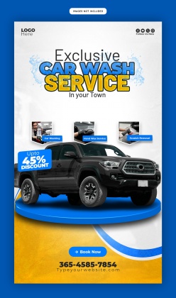 洗车服务竖版海报PSD设计源文件