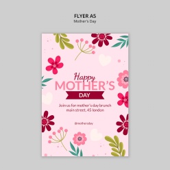 粉色风格母亲节快乐主题传单模板A5