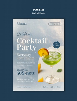 鸡尾酒派对宣传海报PSD模板