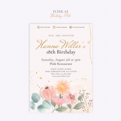 成人礼生日邀请A5模板设计